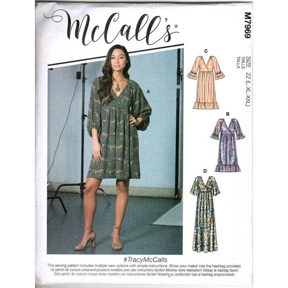 McCall's M7969 Misses L to XXL Pullover Dresses Uncut Sewing Pattern New - Picture 1 of 2